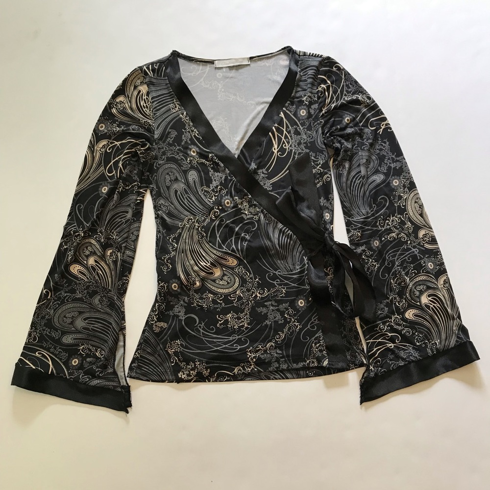 Charlotte Russe wrap blouse black